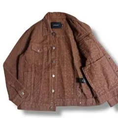 現行 COACHシグネチャー エンボス デニムジャケット ブラウン ジャガード