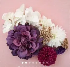 ラスト１点☆紫ダリアとゴールド小枝の髪飾り