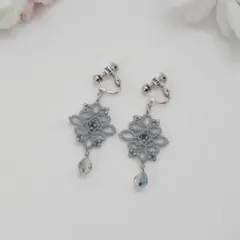 タティングレース キラキライヤリング(ライトグレイッシュブルー★)