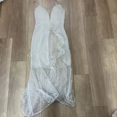 ホワイト レースアップバック ドレスglossy