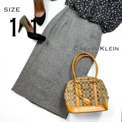 Calvin Kleinカルバンクライン ウール製ヘリンボーン柄ツイードスカート