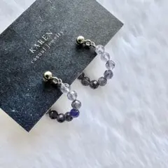 82．天然石ピアス フープ アイオライト サージカルステンレス