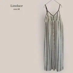 Linoluce✨美品✨透かし編みキャミワンピース　レイヤードワンピ　ストライプ