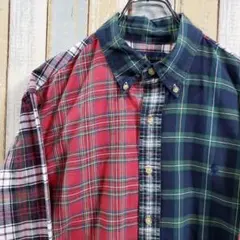 756☆ラルフローレン☆長袖ボタンダウンシャツ☆刺繍ロゴ☆チェック柄☆L