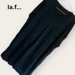 ラエフ Vネックチュニック M～L グリーン ゆったり 体型カバー リネン