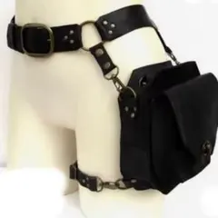 ウエストポーチ レッグバッグ コスプレ パンク 黒 ブラック