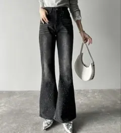 【mily bilet】キラキラヴィンテージライクフレアデニムパンツ