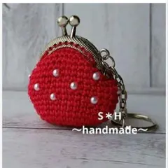 No.1217ハンドメイド つぶつぶミニミニいちご がま口コインケース