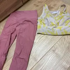 ヨガウェアセット Sサイズ ピンク/イエロー