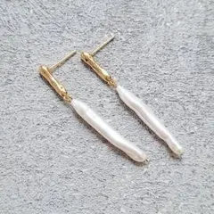 淡水パール ピアス 両耳用 ゴールドカラー 上品 大人可愛い レディース 韓国