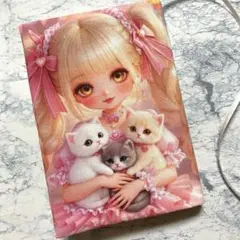 ブックカバー　文庫本　女の子と猫