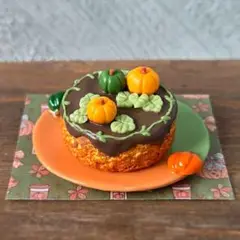 ミニチュア 『かぼちゃ畑のチョコケーキ』 ハロウィン ミニチュアスイーツ ケーキ