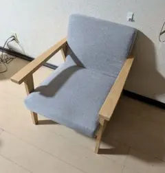 中古　北欧風　シングルソファ　肘付き　アームチェア　ファブリック　グレー