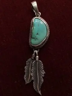 ⑦【美品】NAVAJO ナバホ族 矢じり ペンダントトップ ターコイズ 