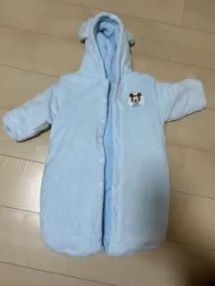 水色フリースおくるみ フード付き