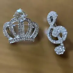 王冠と音符のブローチ 2個セット