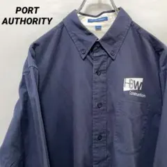 T-82 PORT AUTHORITY BDシャツ L 刺繍ロゴ 企業 古着