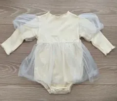 チュール ロンパース ベビードレス 長袖 80cm アイボリー