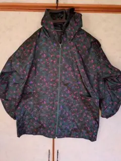 緑色花柄フード付き農作業用ナイロンヤッケ