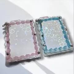 B8 トレカケース デコ 硬質ケース 推し活 ハンドメイド《ピンク水色》