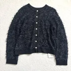 【新品】ANAYI スパンコールツイーディ カーディガン ネイビー 2WAY