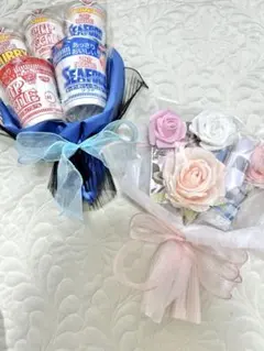 結婚式に♡コスメブーケ&おつまみブーケ2点セット（新婦新郎ペア