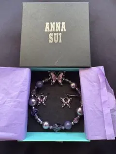 ANNA SUI 蝶モチーフ ブレスレット　ピアス　セット　美品