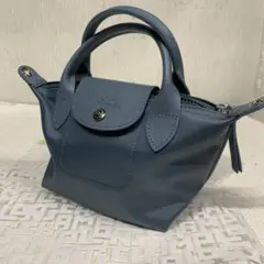 Longchamp ネオ 2way トートバッグ M煙灰ブルー ネイビー糸 - メルカリ