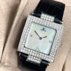 稼動品　SWAROVSKI スワロフスキー　シェル文字盤　ストーンベゼル　腕時計のサムネイル