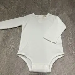 petit main 長袖ボディスーツ リブ ホワイト 80cm