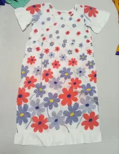 【昭和レトロ】ネグリジェ サイケデリック フラワー ワンピース 寝巻き