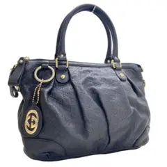 【美品】GUCCI スーキー GGシマ ネイビー ハンドバッグ グッチ