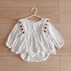 mamaraku いちご柄ロンパース 80cm