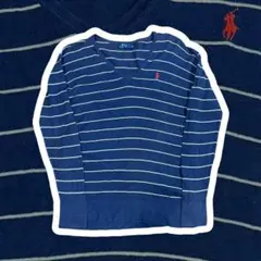 y2k Polo Ralph Lauren Vネックセーターボーダー白/ネイビー