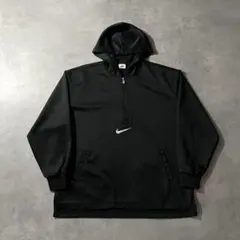 90s old NIKE all black half zip hoodie