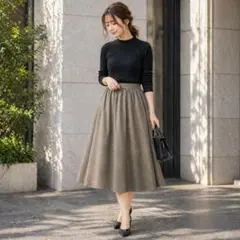 URBAN RESEARCH ROSSO フレアスカート ミモレ丈 サテン調のサムネイル