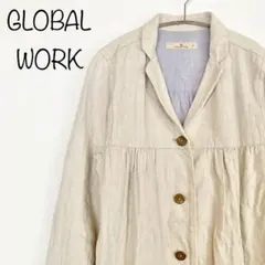 【GLOBAL WORK】リネン　タックAライン　スプリングコート　M
