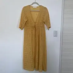 SENSE OF PLACE イエロー シアー刺繍ガウン フリーサイズのサムネイル