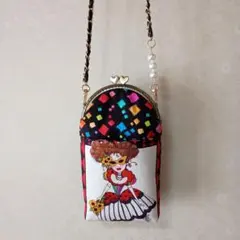 ロラライハリス 携帯スマホポーチ 小物バッグ がま口ポーチ ハンドメイド