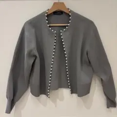 GREEN LABEL RELAXING グレー パールカーディガン