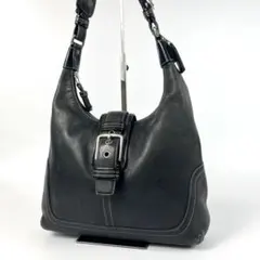 美品 コーチ ソーホー レザー ショルダーバッグ ブラック 黒 肩掛け ホーボー