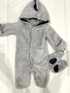 petit main 恐竜カバーオール 80サイズ グレー