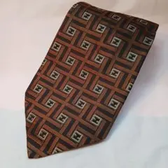 FENDI フェンディ ネクタイ ズッカ柄 幾何学模様 ブラウン シルクのサムネイル