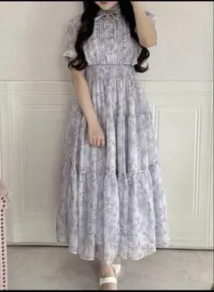 evelyn ラメフリル花柄OP