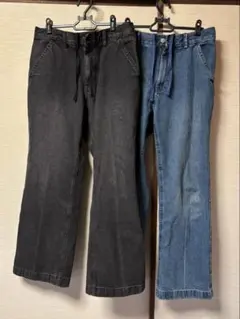 GU フレアジーンズ　Mサイズ ブラック・ライトブルー 2色セット
