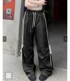 GRL グレイル 配色サイドラインリボンドロストパンツ