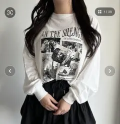 フォトプリント 長袖Tシャツ ホワイト