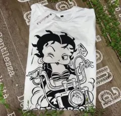 ベティブープ半袖Tシャツ　ベティちゃんTシャツ ベティ半袖　ホワイト　バイカー