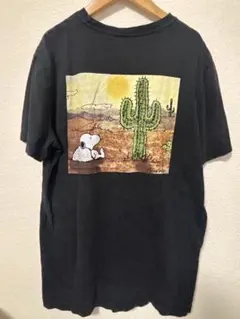 PEANUTS スヌーピー Tシャツ チャコールグレー 古着　サボテン　Tシャツ