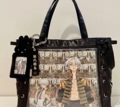 痛バ 痛バッグ 透明ポケット トートバッグ ブラック 推し活 オタ活 大容量